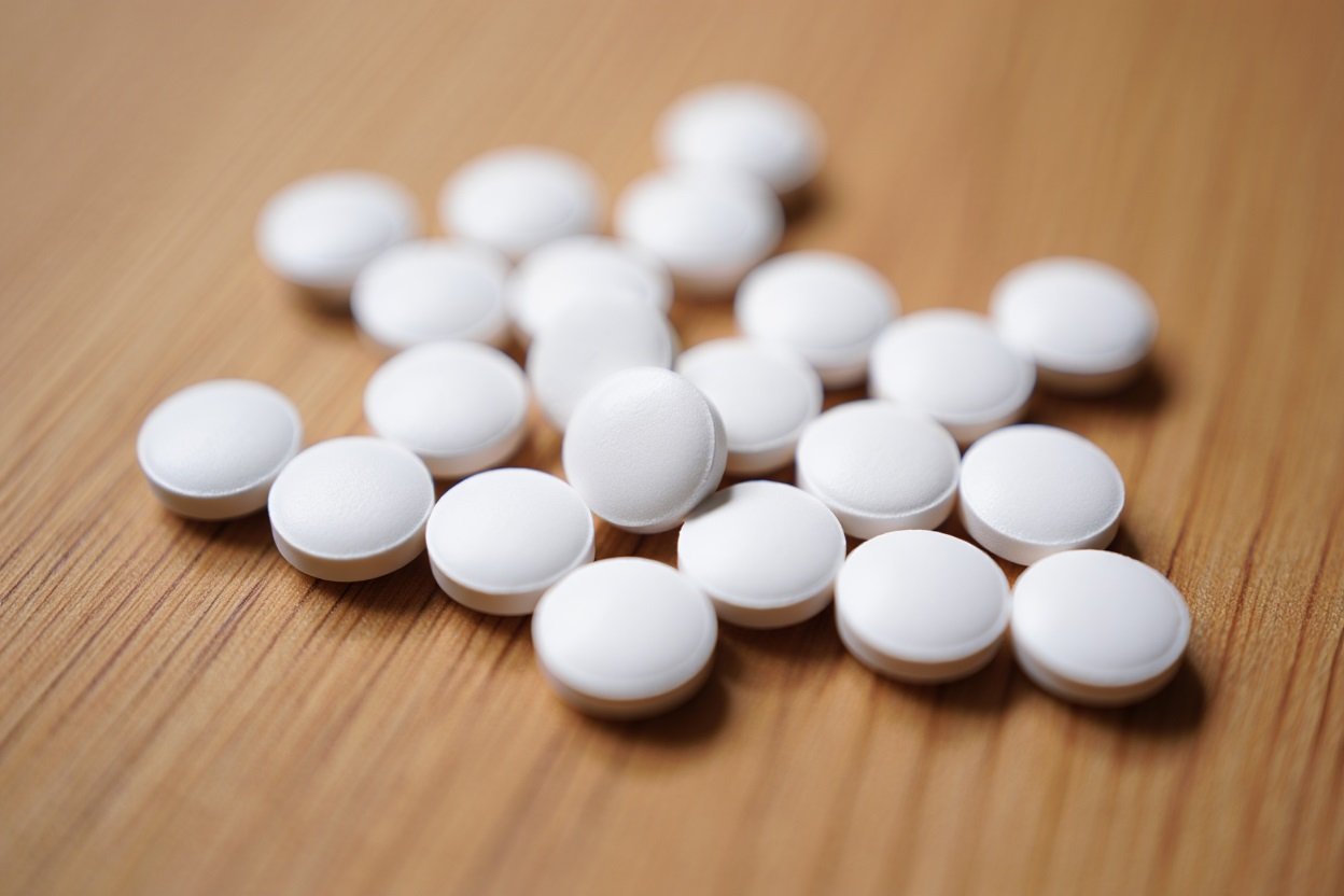 Белые таблетки на столе